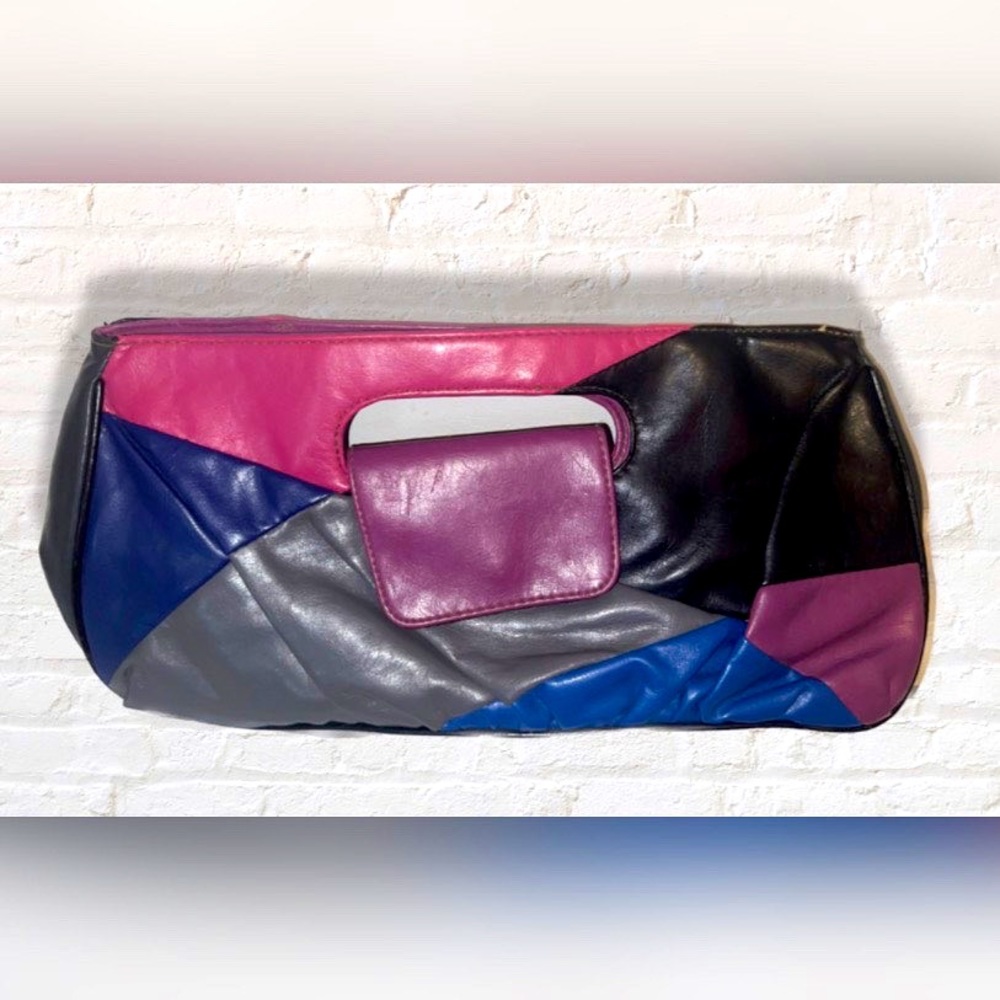 Vintage Colorblock Leather Clutch